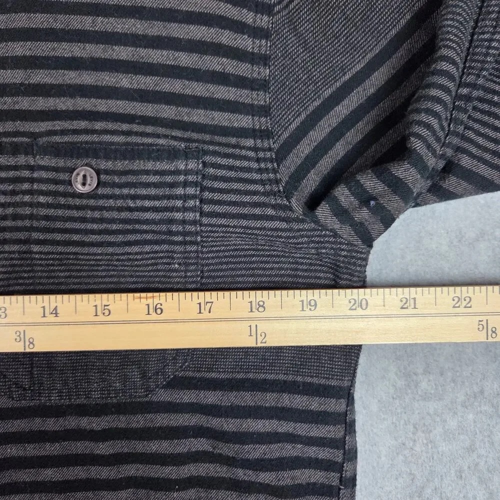 Levi's Mens Medium Black Gray Stripe Long Sleeve Flannel Button Down Shirt - Picture 9 of 13